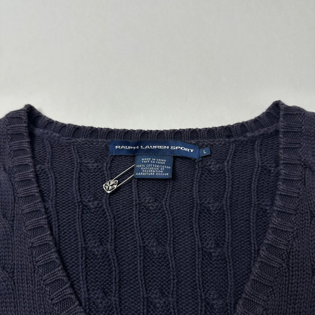 Ralph Lauren Cable-knit V-neck Women’s Sweater in Navy Blue ( Size Large )