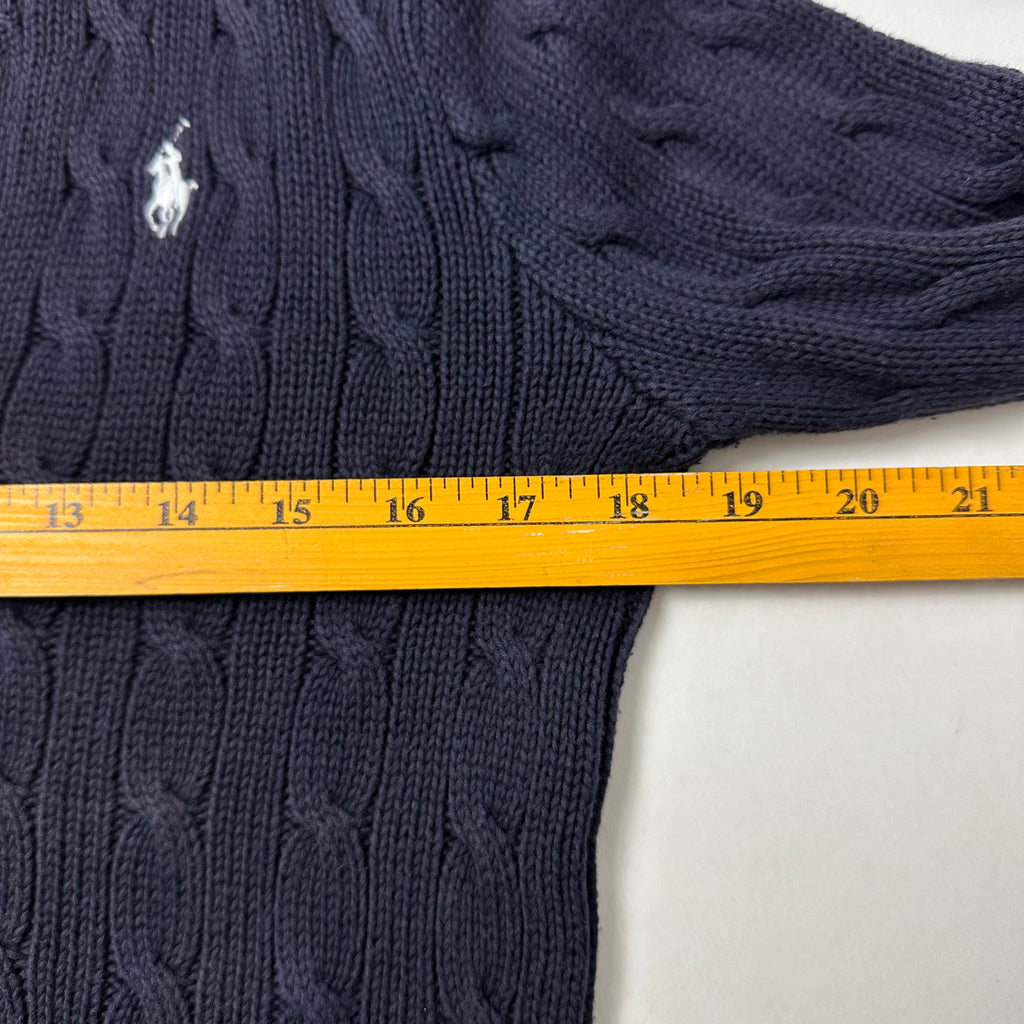 Ralph Lauren Cable-knit V-neck Women’s Sweater in Navy Blue ( Size Large )