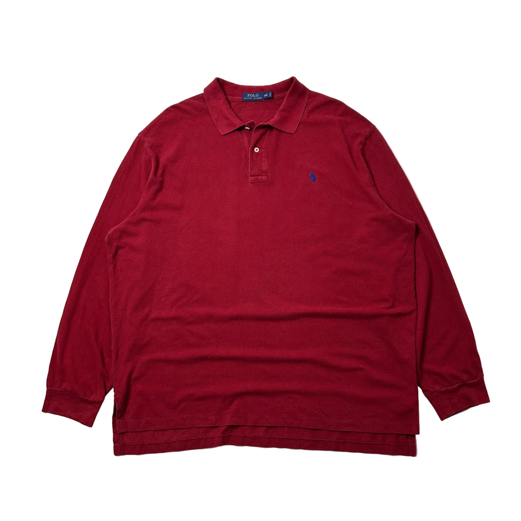 Ralph Lauren Long Sleeve Polo Shirt in Wine Red ( Size 2XL )