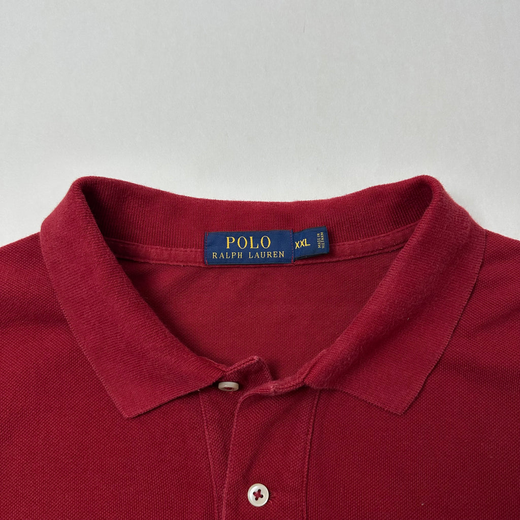Ralph Lauren Long Sleeve Polo Shirt in Wine Red ( Size 2XL )