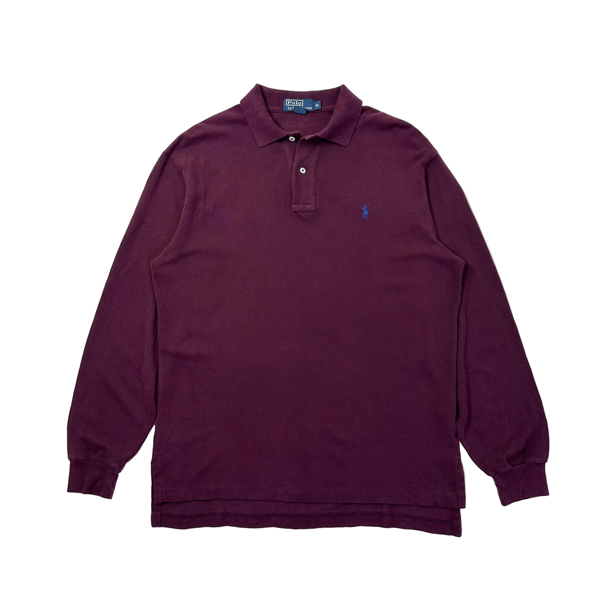 Ralph Lauren Long Sleeve Polo Shirt in Maroon Size Medium ( Fits Large )