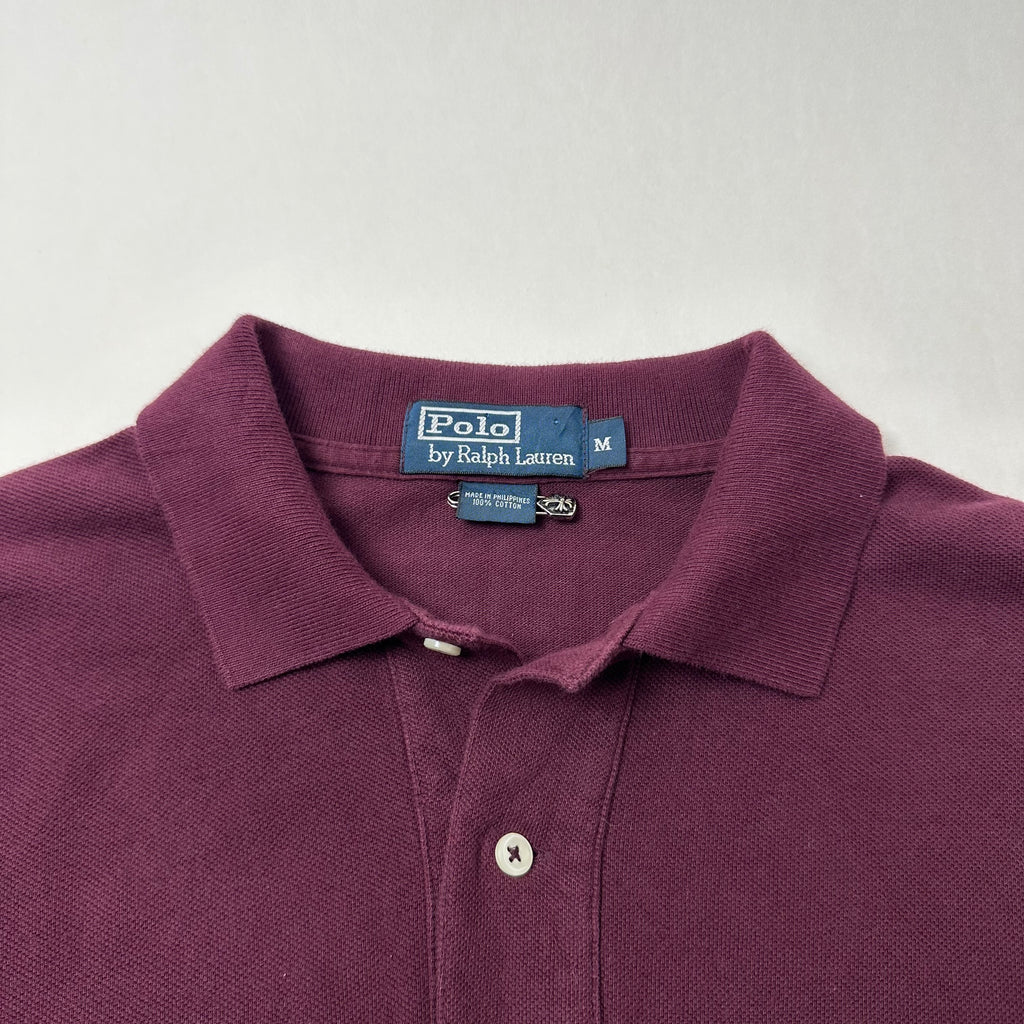 Ralph Lauren Long Sleeve Polo Shirt in Maroon Size Medium ( Fits Large )