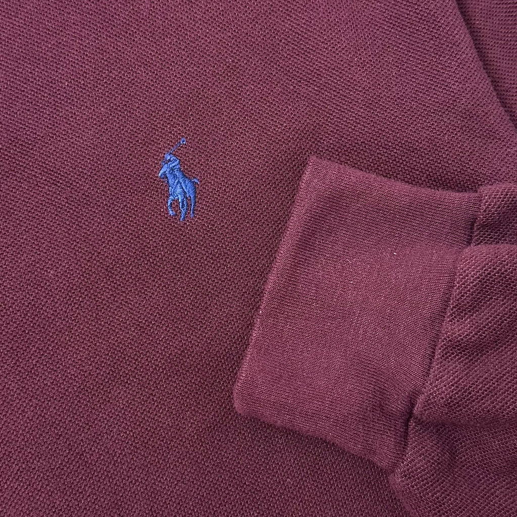 Ralph Lauren Long Sleeve Polo Shirt in Maroon Size Medium ( Fits Large )