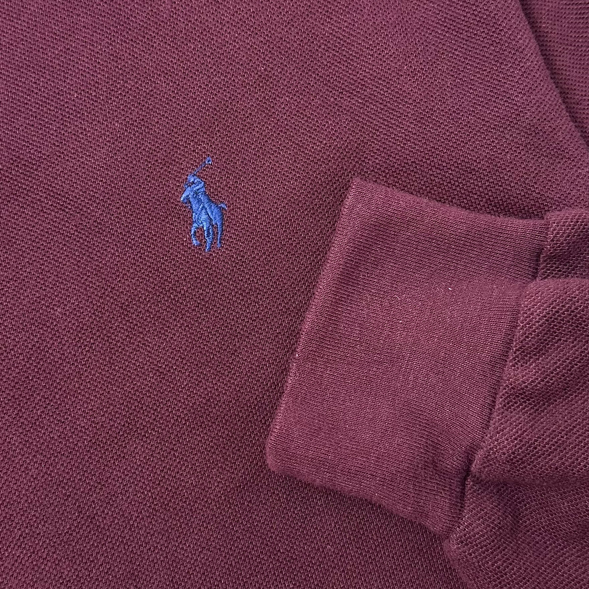 Ralph Lauren Long Sleeve Polo Shirt in Maroon Size Medium ( Fits Large )