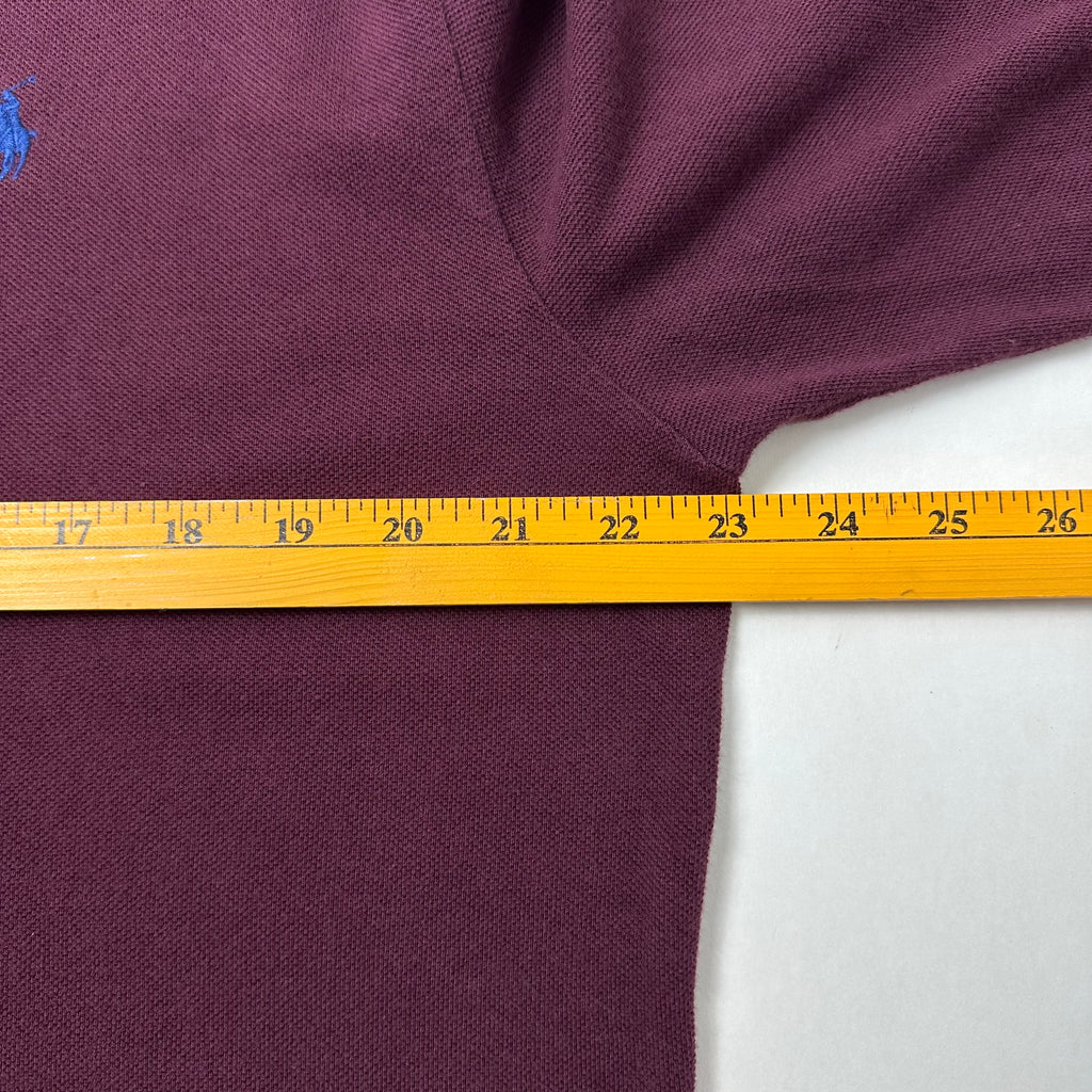 Ralph Lauren Long Sleeve Polo Shirt in Maroon Size Medium ( Fits Large )