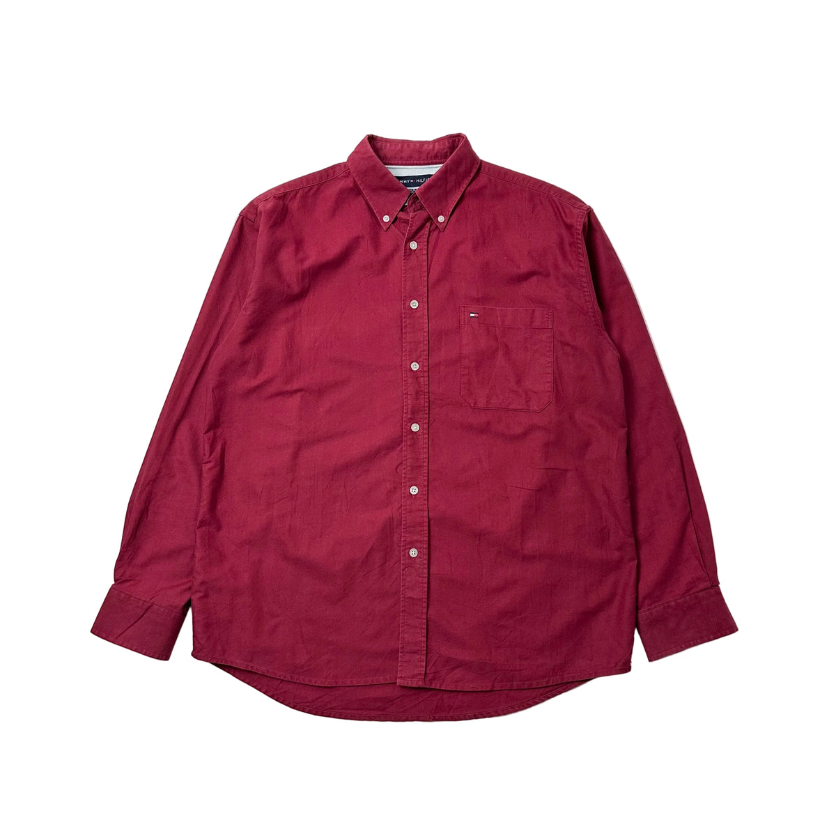 Tommy Hilfiger Button-up Shirt Long Sleeve in Red ( Size Large )