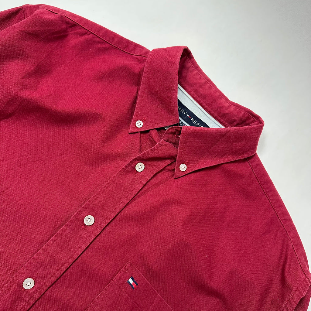 Tommy Hilfiger Button-up Shirt Long Sleeve in Red ( Size Large )