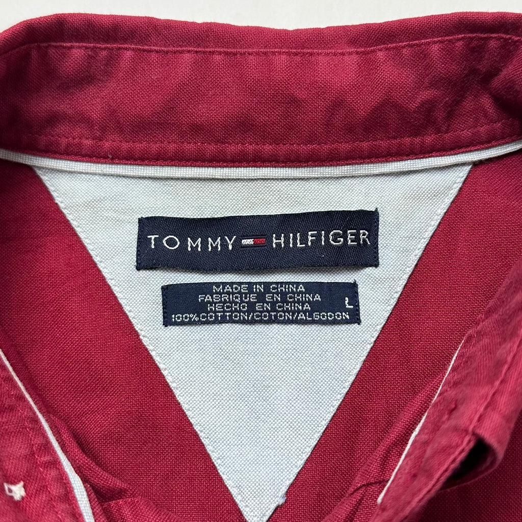 Tommy Hilfiger Button-up Shirt Long Sleeve in Red ( Size Large )