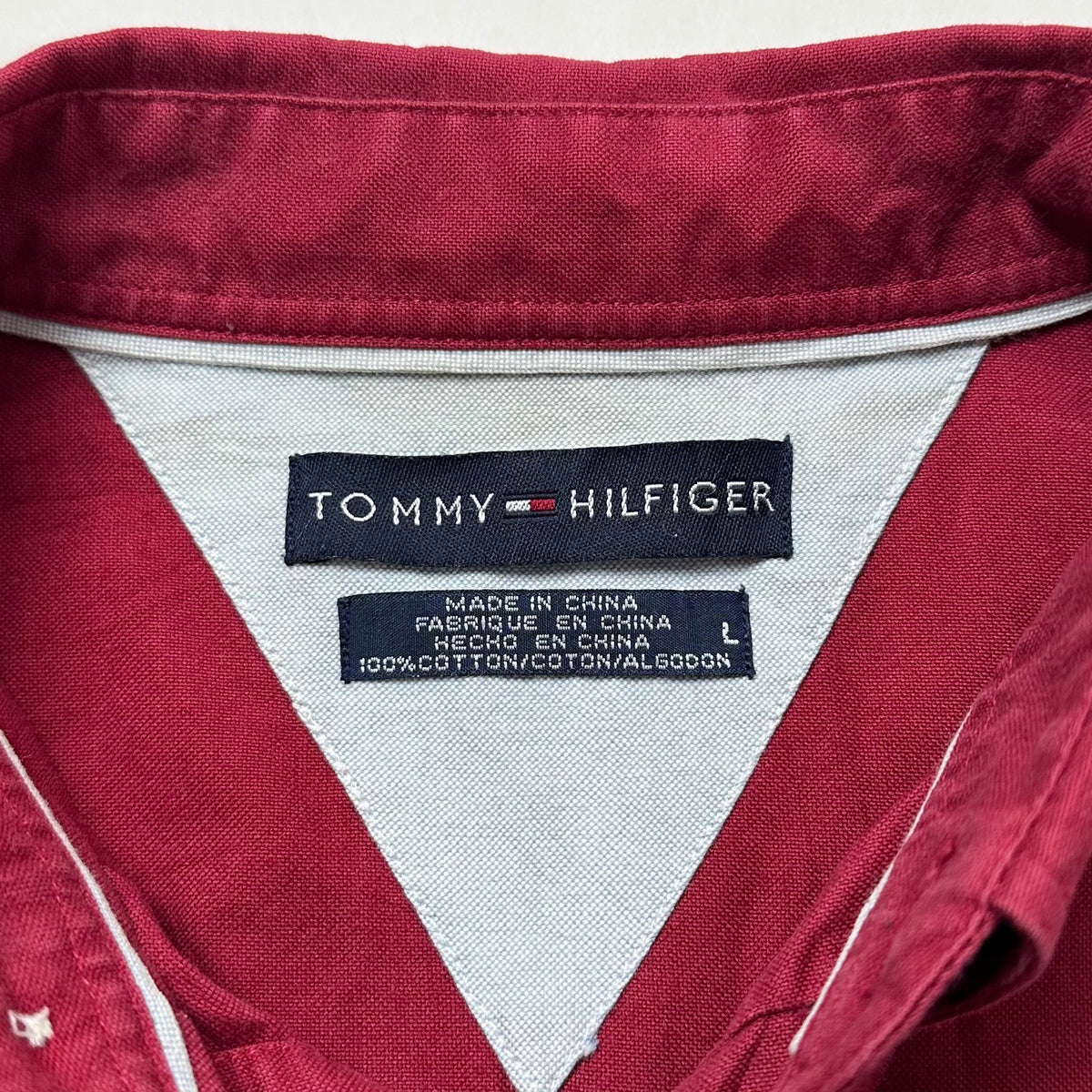 Tommy Hilfiger Button-up Shirt Long Sleeve in Red ( Size Large )