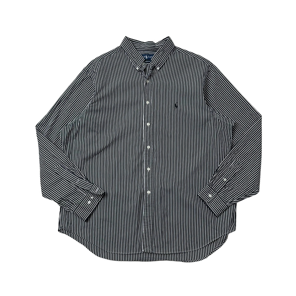 Ralph Lauren Button-up Shirt Long-Sleeve Striped in Black ( Size 2XL )