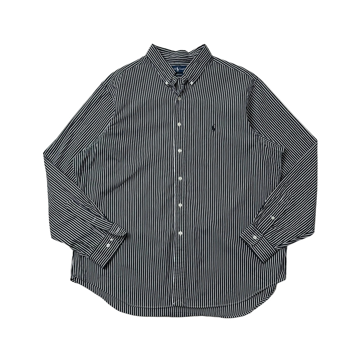 Ralph Lauren Button-up Shirt Long-Sleeve Striped in Black ( Size 2XL )