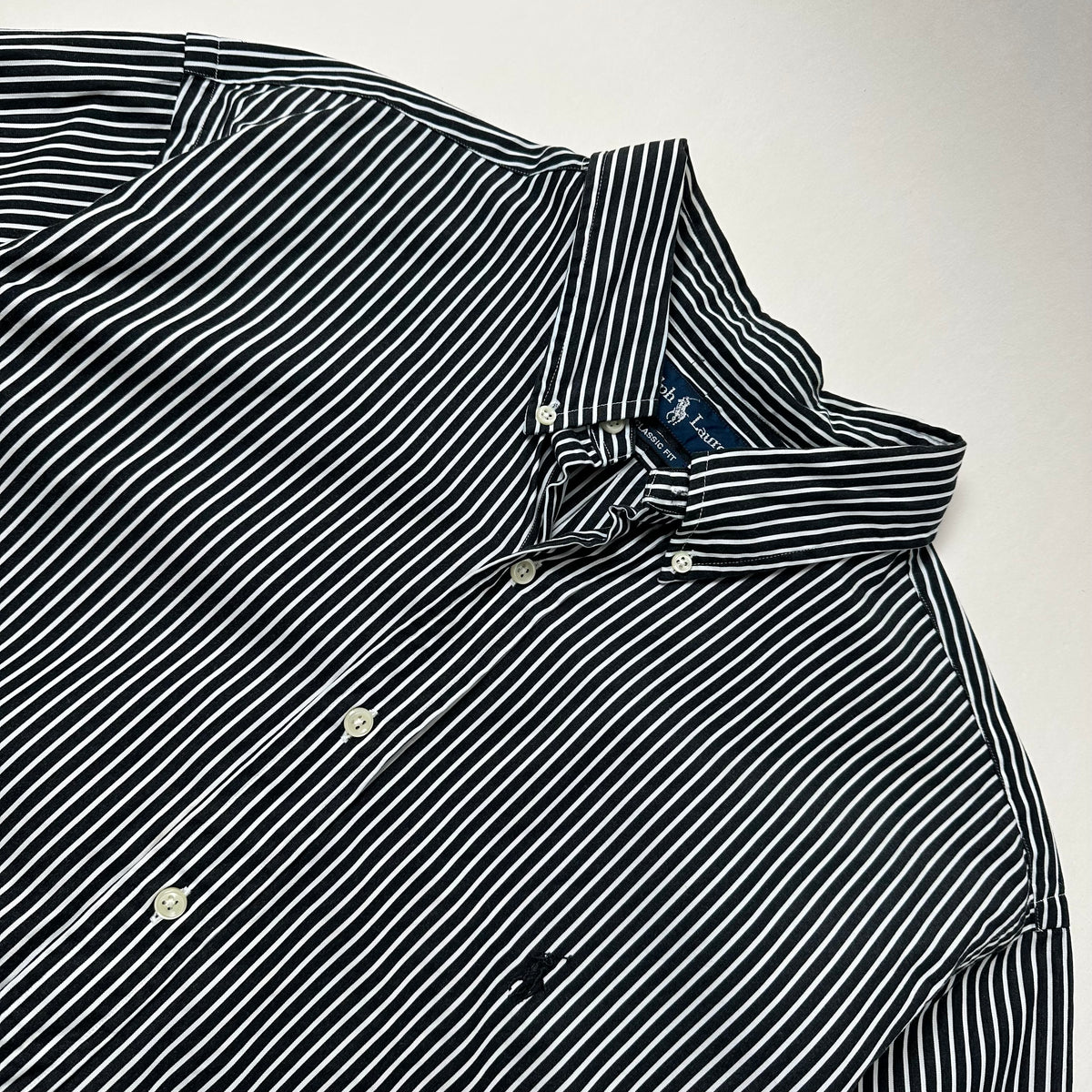 Ralph Lauren Button-up Shirt Long-Sleeve Striped in Black ( Size 2XL )