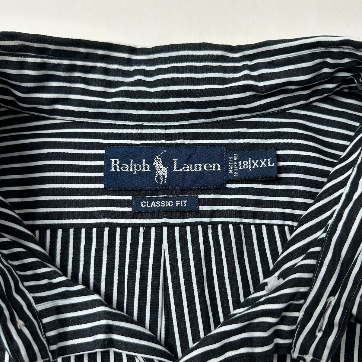 Ralph Lauren Button-up Shirt Long-Sleeve Striped in Black ( Size 2XL )