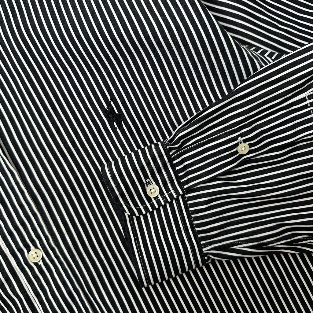 Ralph Lauren Button-up Shirt Long-Sleeve Striped in Black ( Size 2XL )
