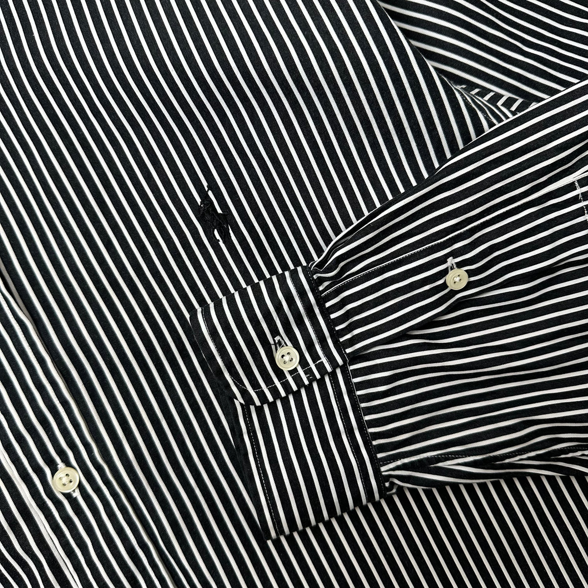 Ralph Lauren Button-up Shirt Long-Sleeve Striped in Black ( Size 2XL )