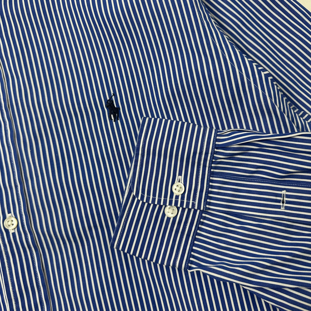 Ralph Lauren Button-up Shirt Long-Sleeve Striped in Blue ( Size 2XL )