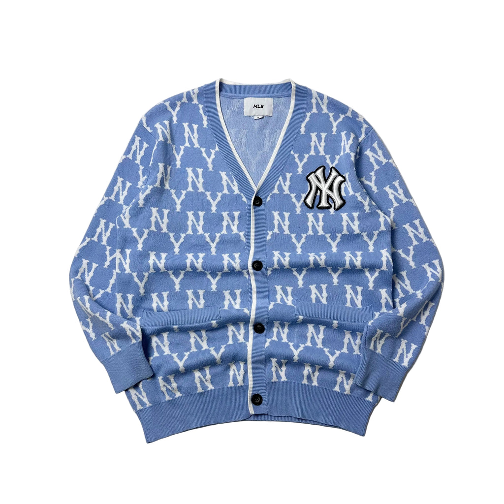 MLB New York Yankees Monogram Cardigan in Light Blue Size Medium ( Fits Large )