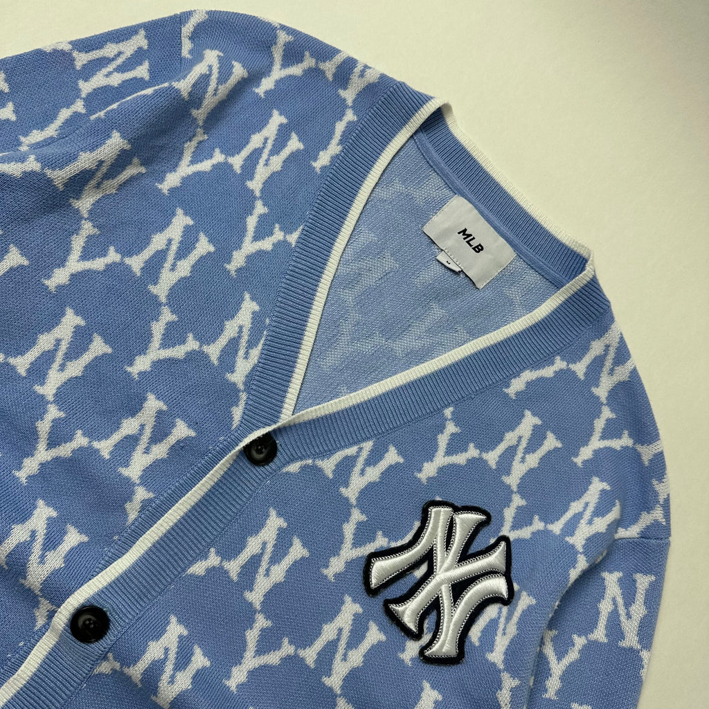 MLB New York Yankees Monogram Cardigan in Light Blue Size Medium ( Fits Large )