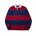 Ralph Lauren Iconic Striped Rugby Shirt in Burgundy & Navy Blue ( Size Large ) — SOLD
