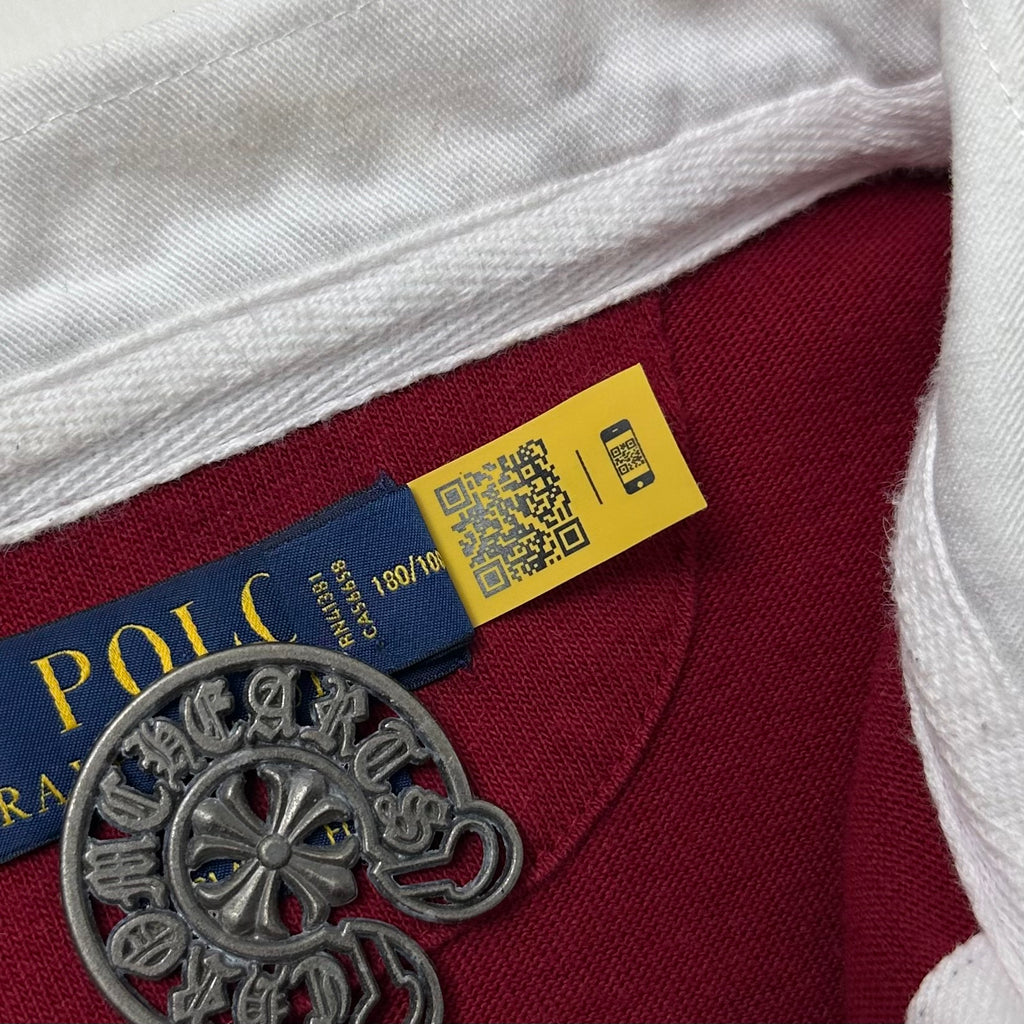 Ralph Lauren Iconic Striped Rugby Shirt in Burgundy & Navy Blue ( Size Large ) — SOLD