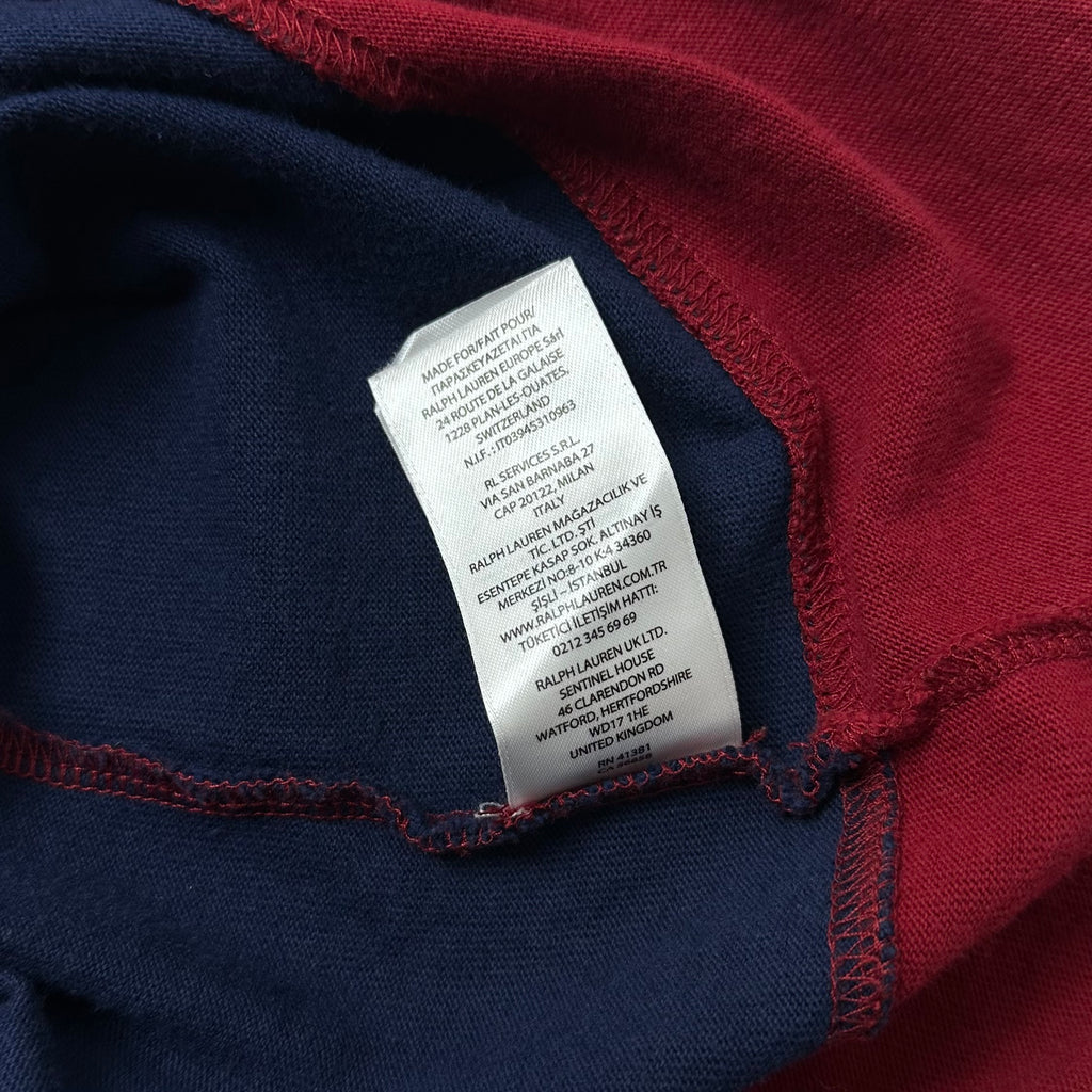 Ralph Lauren Iconic Striped Rugby Shirt in Burgundy & Navy Blue ( Size Large ) — SOLD