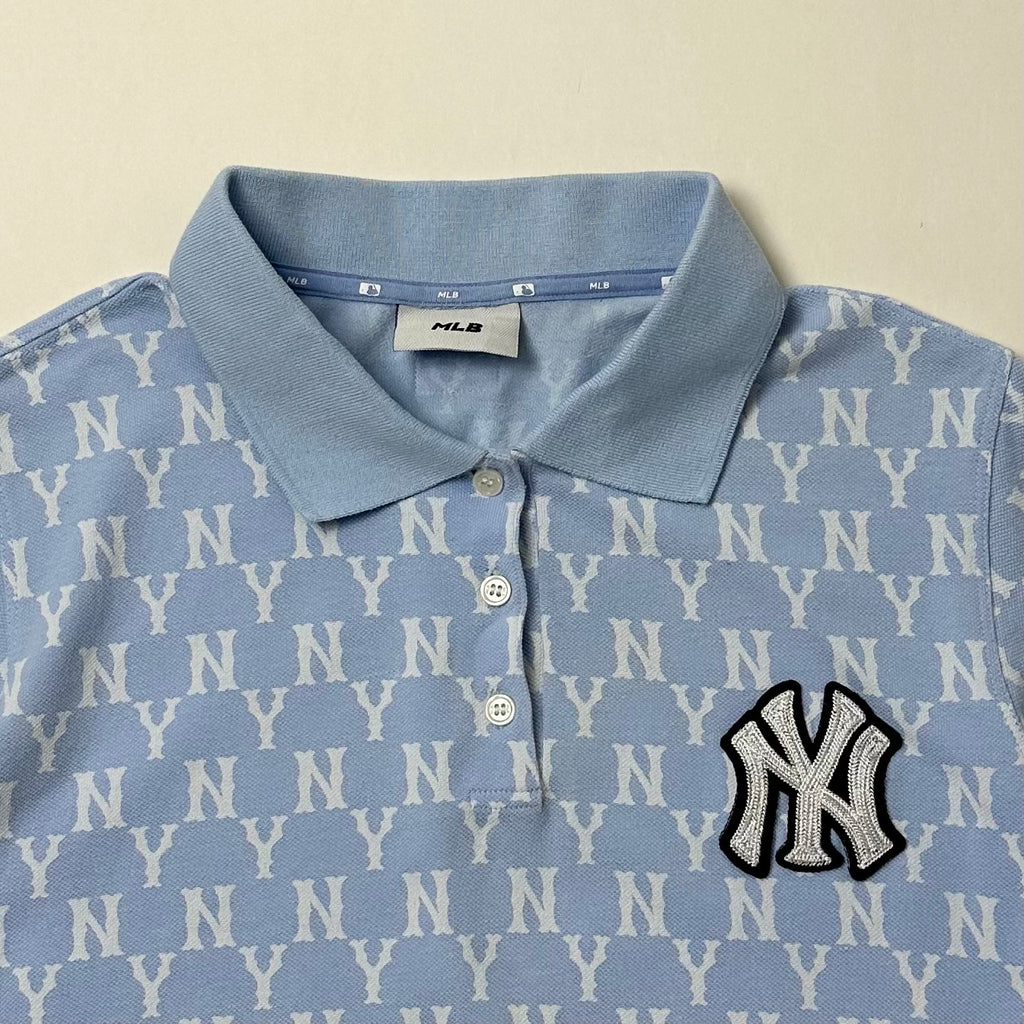 MLB New York Yankees Monogram Polo Dress in Light Blue ( Size Medium )