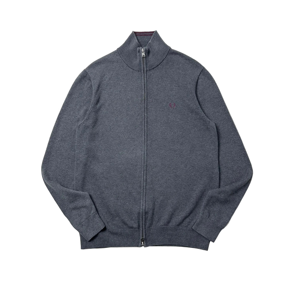 Fred Perry Classic Full-zip Through Cardigan Sweater in Dark Gray ( Size Large )