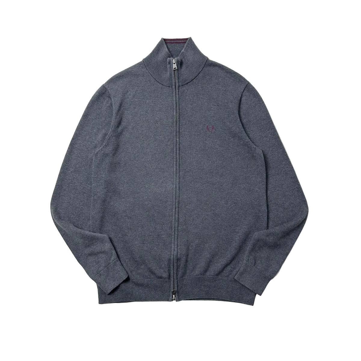 Fred Perry Classic Full-zip Through Cardigan Sweater in Dark Gray ( Size Large )