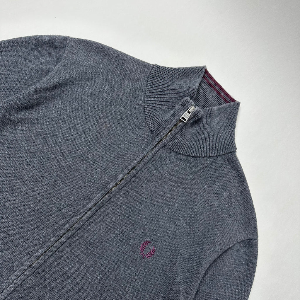 Fred Perry Classic Full-zip Through Cardigan Sweater in Dark Gray ( Size Large )