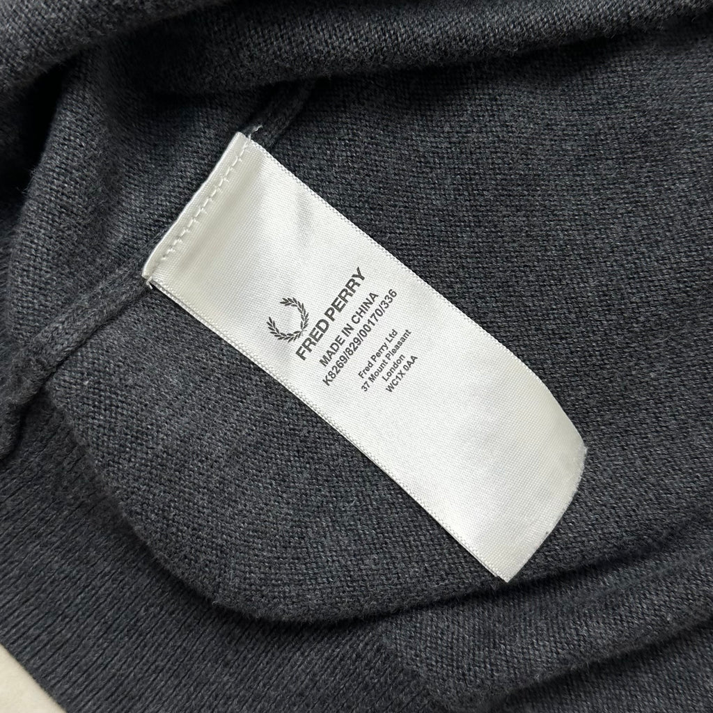 Fred Perry Classic Full-zip Through Cardigan Sweater in Dark Gray ( Size Large )