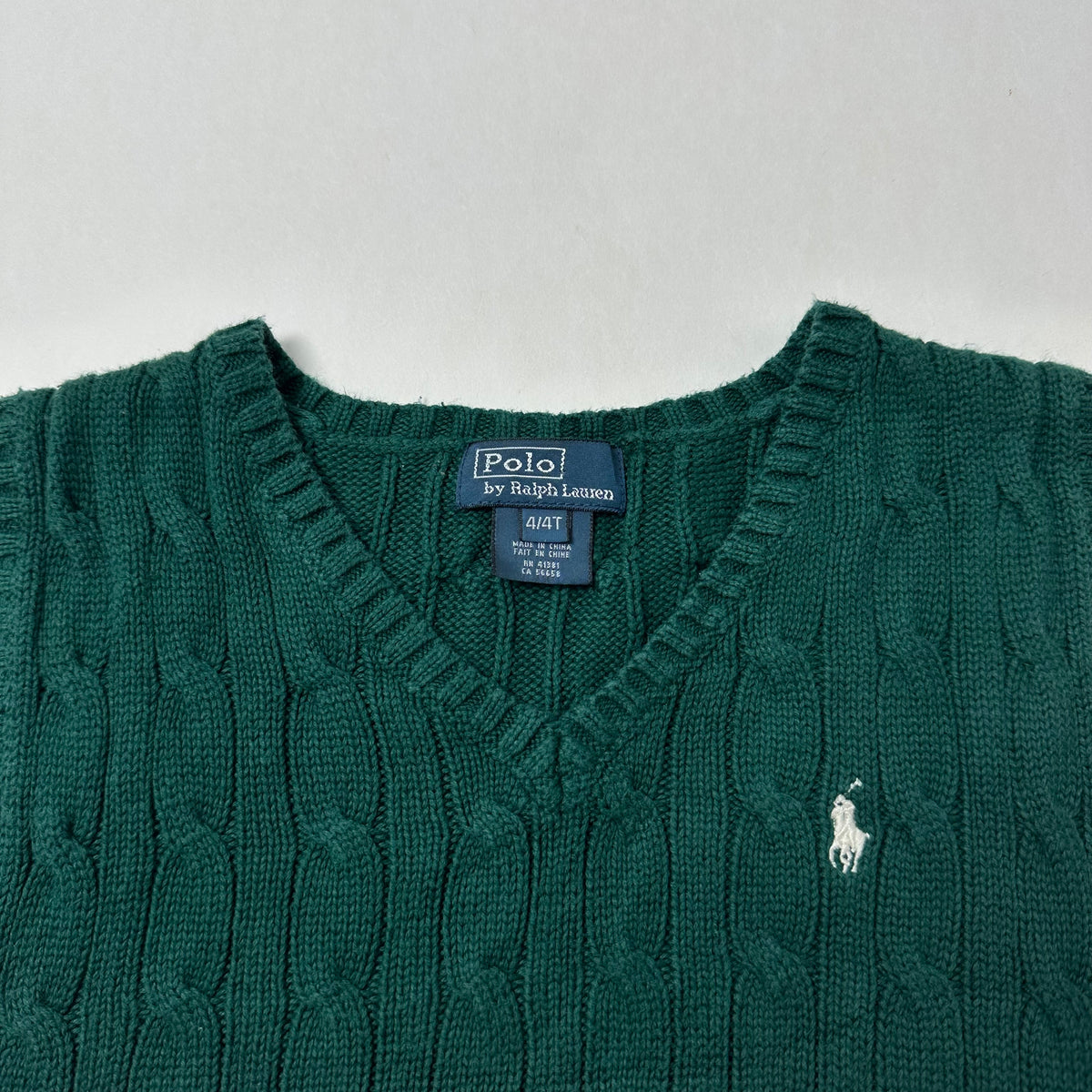 Ralph Lauren Cable Knit Vest in Green for Kids (Size 4T) 4 years old