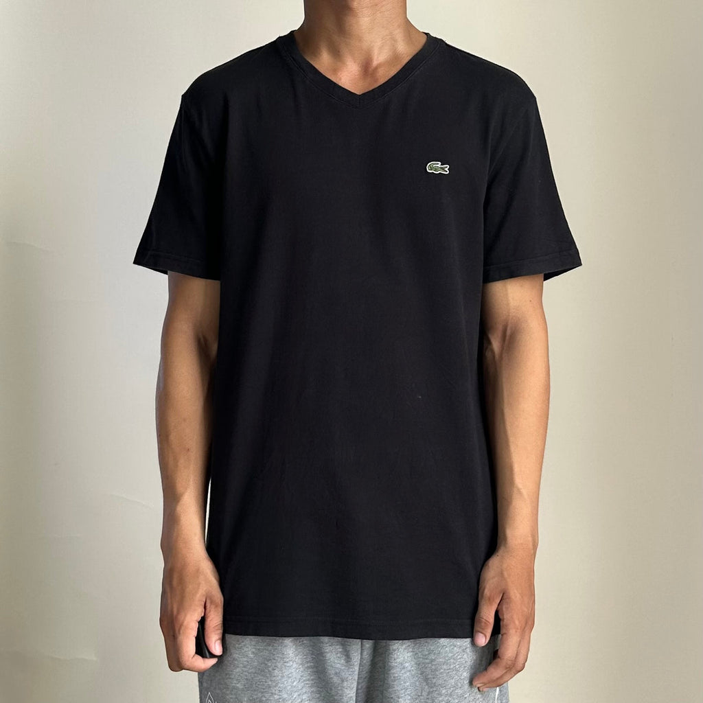 Lacoste V-neck T-Shirt in Black ( Size Medium )