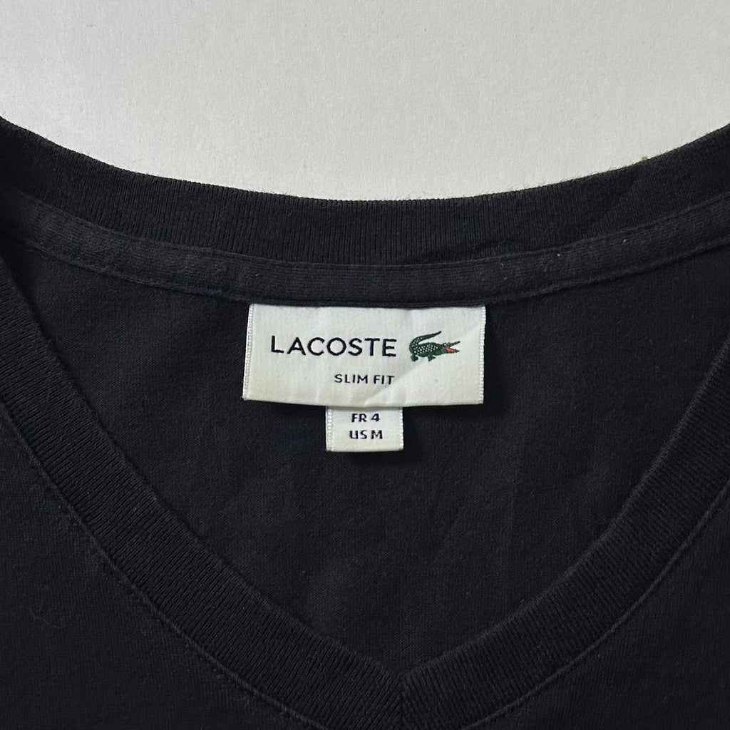 Lacoste V-neck T-Shirt in Black ( Size Medium )