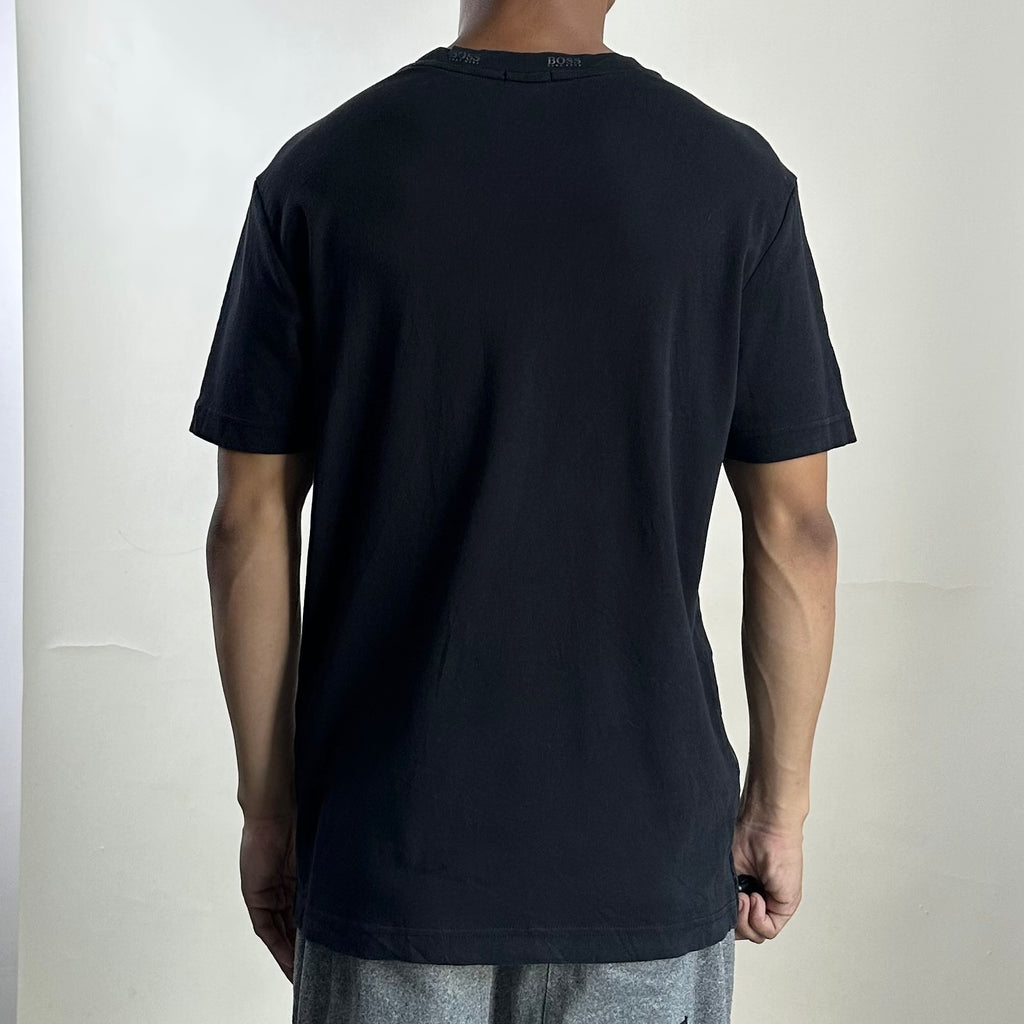 HUGO BOSS Side Tape Logo T-Shirt in Black ( Size Medium )